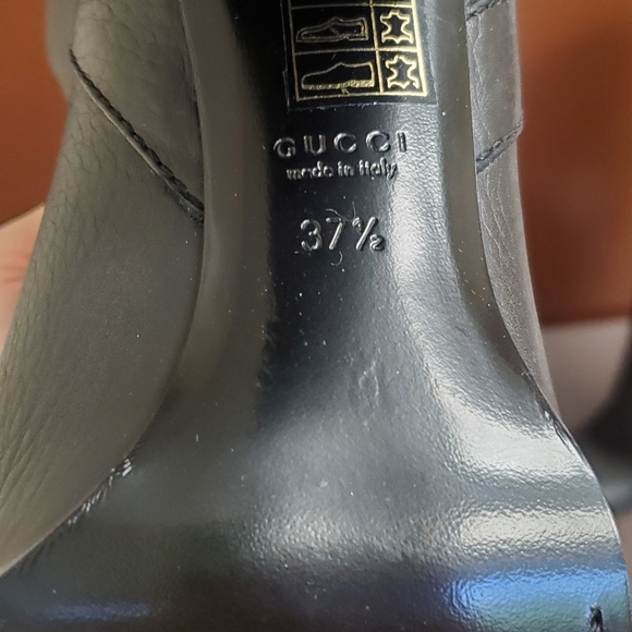 Gucci Cellarius Black leather tall tassel boots 4" heel, NIB - Picture 6 of 7